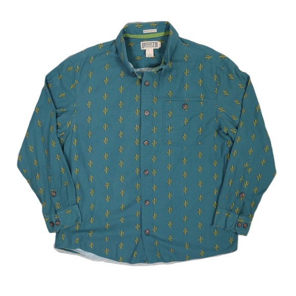 Duluth Trading Co Other - Duluth Trading Co Long Sleeve Button Up Shirt‎ Cactus Print Teal Green Mens L